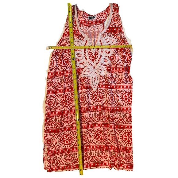 Mud Pie Women Shift Dress Sleeveless Embroidered Cover Up Beach Sundress Red M - Picture 6 of 6
